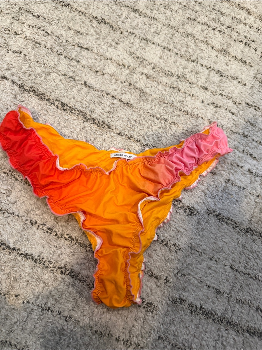 WeWoreWhat Ombre Ruffle Bikini Bottom in Orange and Pink